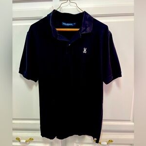 Psycho Bunny Textured Short Sleeve Black Polo Shirt  Top Women’s Size 6